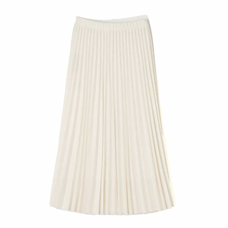 BARNEYS NEW YORK ウォッシャブル プリーツスカート WHITE