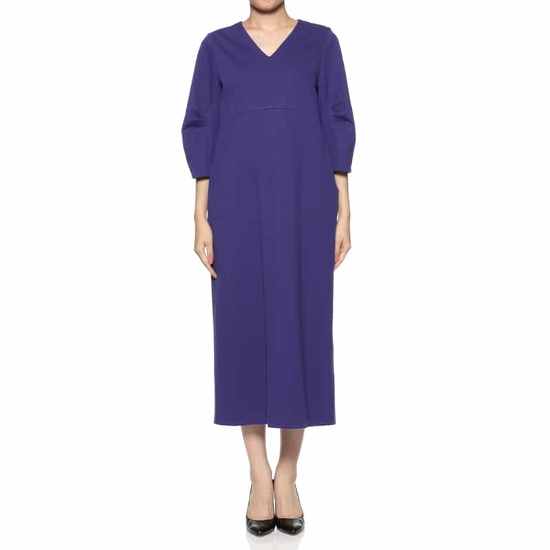 BARNEYS NEW YORK Vネック ストレートドレス BLUE