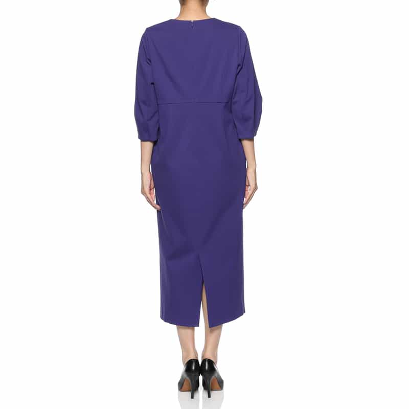 BARNEYS NEW YORK Vネック ストレートドレス BLUE