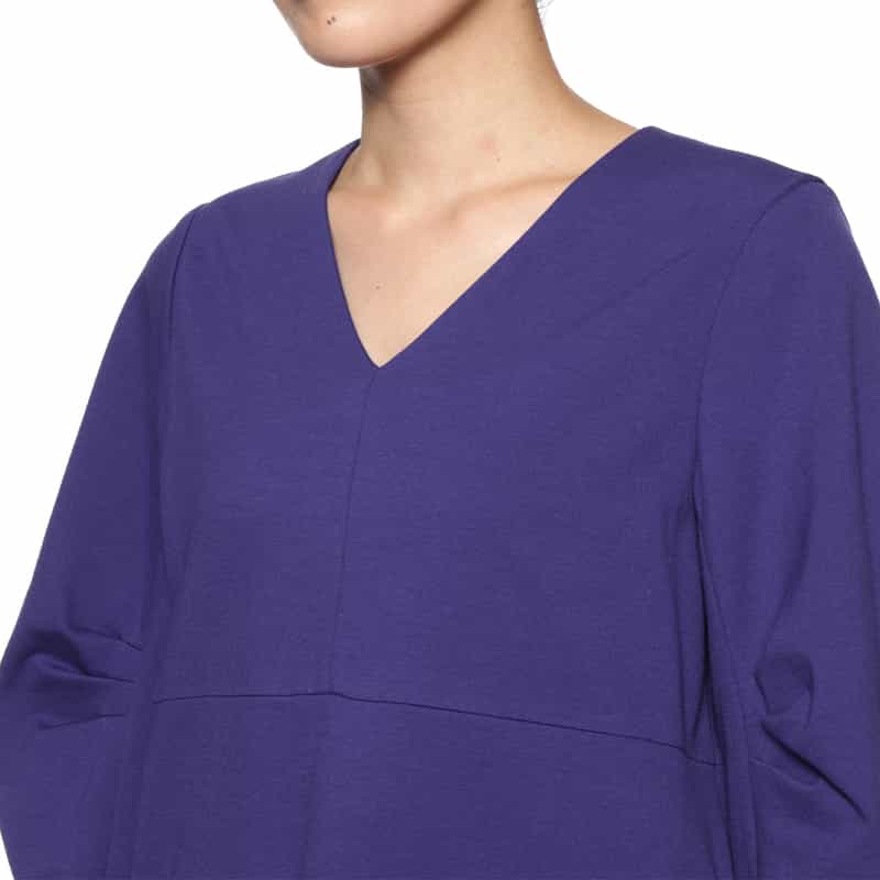 BARNEYS NEW YORK Vネック ストレートドレス BLUE