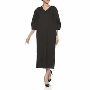 Vネック ストレートドレス