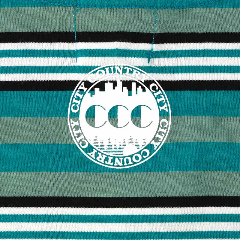 CITY COUNTRY CITY CITY COUNTRY CITY ＜シティーカントリーシティー＞ ロゴ入りボーダーTシャツ GREEN