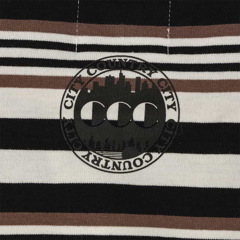 CITY COUNTRY CITY CITY COUNTRY CITY ＜シティーカントリーシティー＞ ロゴ入りボーダーTシャツ BROWN