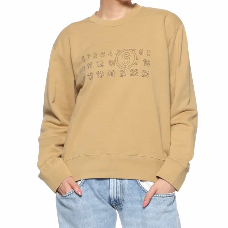 MM6 MAISON MARGIELA MM6 MAISON MARGIELA＜エムエム6 メゾン マルジェラ＞ ロゴ入りスウェットプルオーバー BEIGE