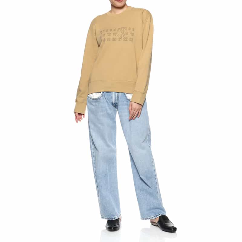 MM6 MAISON MARGIELA MM6 MAISON MARGIELA＜エムエム6 メゾン マルジェラ＞ ロゴ入りスウェットプルオーバー BEIGE