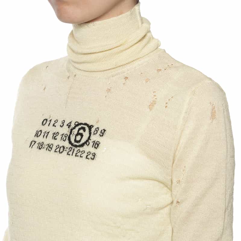 MM6 MAISON MARGIELA MM6 MAISON MARGIELA＜エムエム6 メゾン マルジェラ＞ タートルネックニットプルオーバー IVORY