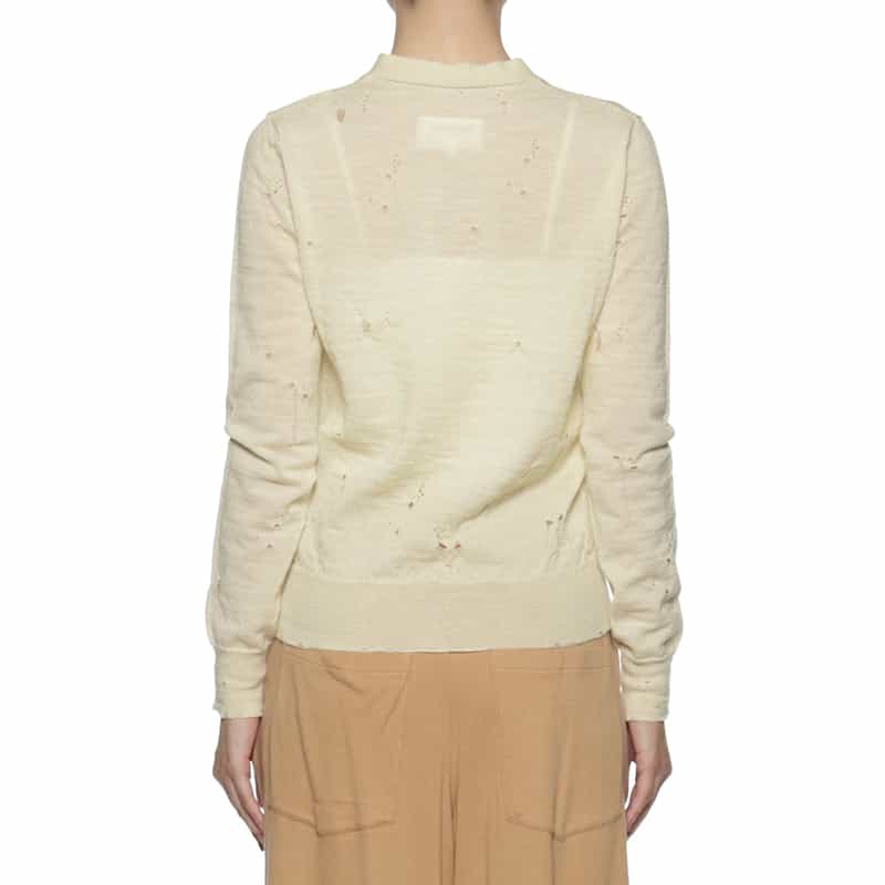 MM6 MAISON MARGIELA MM6 MAISON MARGIELA ＜エムエム6 メゾン マルジェラ＞ ダメージニットカーディガン IVORY