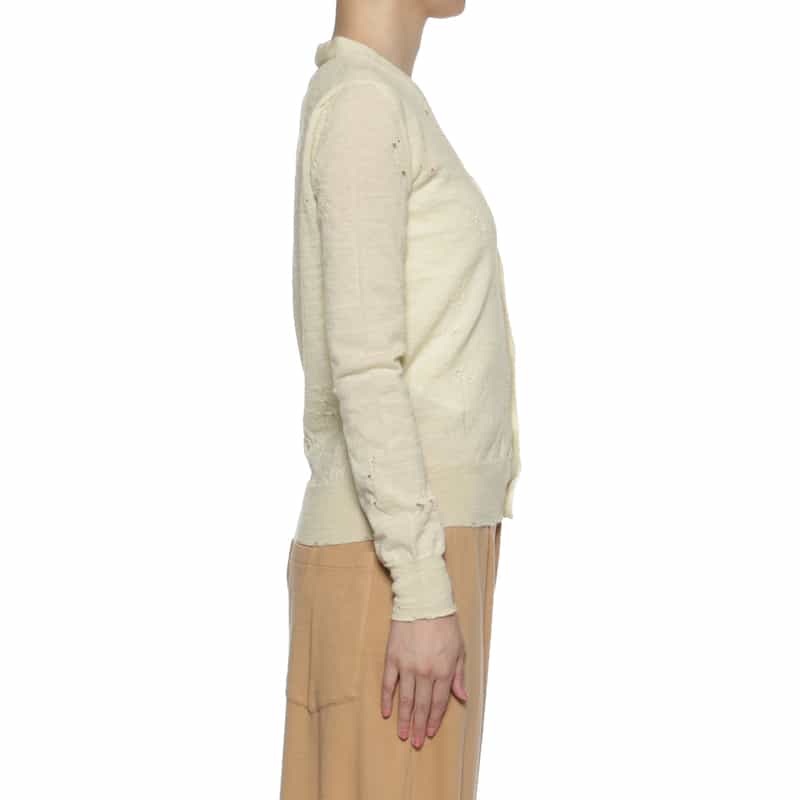 MM6 MAISON MARGIELA MM6 MAISON MARGIELA ＜エムエム6 メゾン マルジェラ＞ ダメージニットカーディガン IVORY