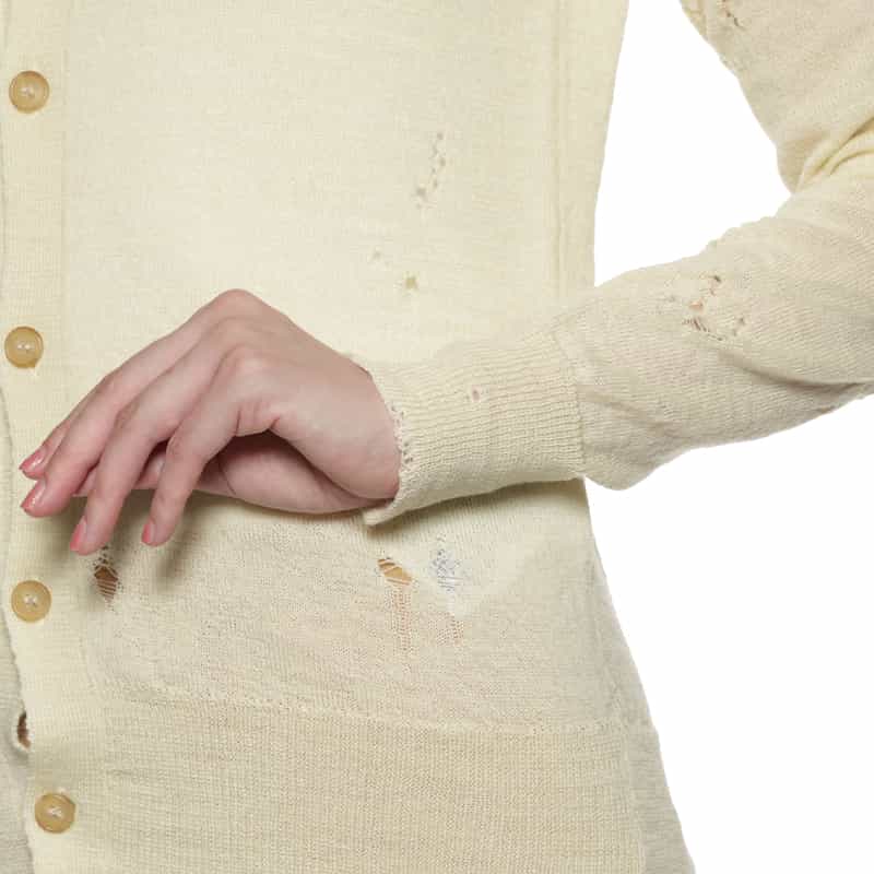 MM6 MAISON MARGIELA MM6 MAISON MARGIELA ＜エムエム6 メゾン マルジェラ＞ ダメージニットカーディガン IVORY