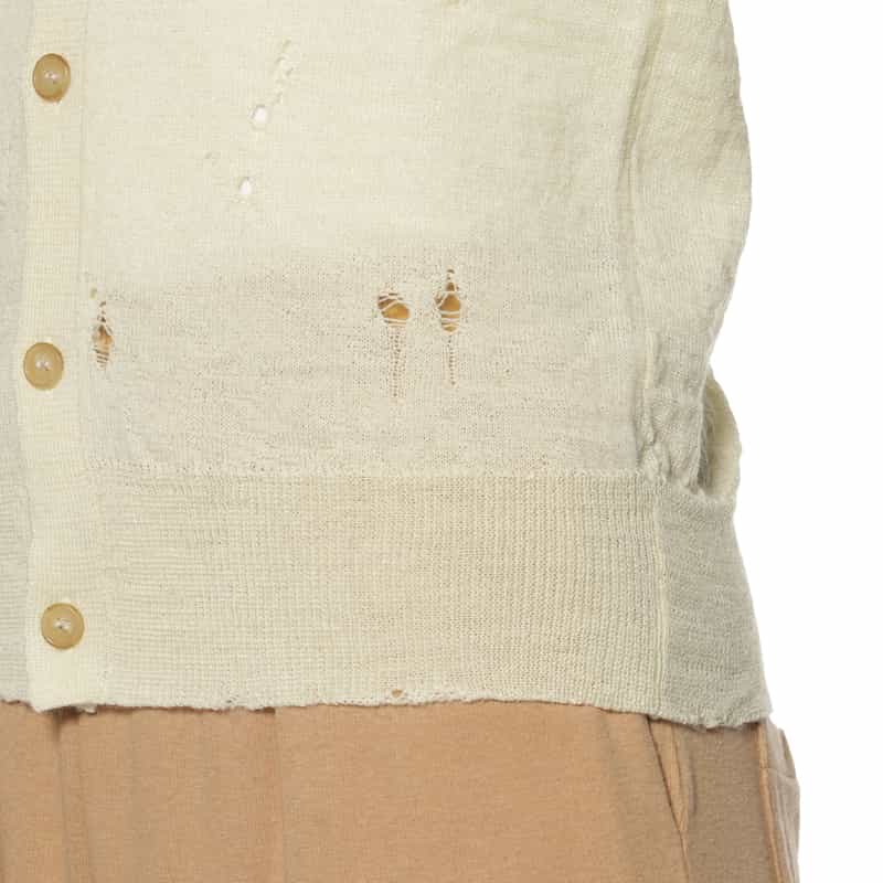 MM6 MAISON MARGIELA MM6 MAISON MARGIELA ＜エムエム6 メゾン マルジェラ＞ ダメージニットカーディガン IVORY