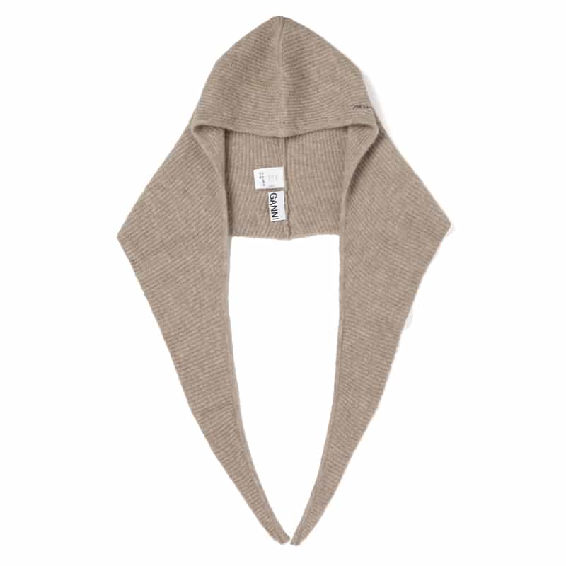 GANNI GANNI＜ガニー＞ ロゴ刺繍入りニットバラクラバ BEIGE