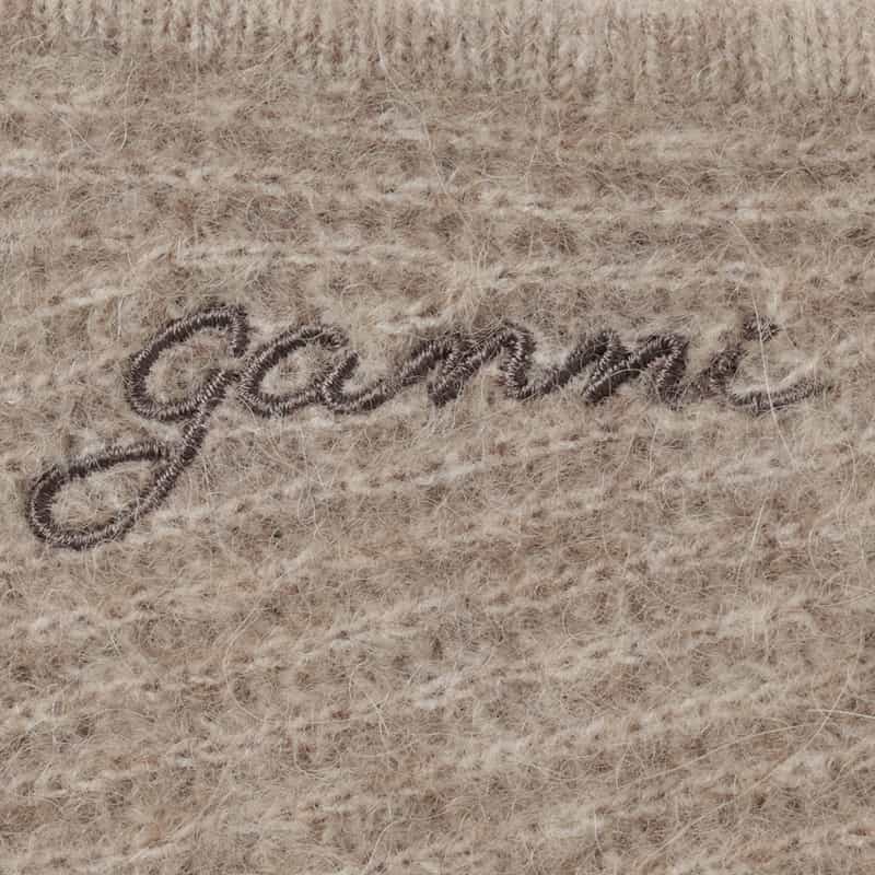 GANNI GANNI＜ガニー＞ ロゴ刺繍入りニットバラクラバ BEIGE