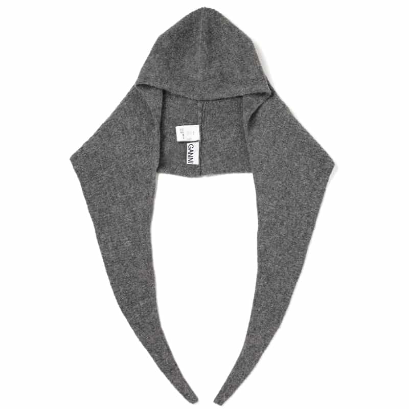 GANNI GANNI＜ガニー＞ ロゴ刺繍入りニットバラクラバ GRAY