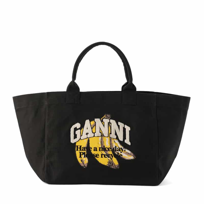 GANNI GANNI＜ガニー＞ プリントロゴトートバッグ（L） BLACK