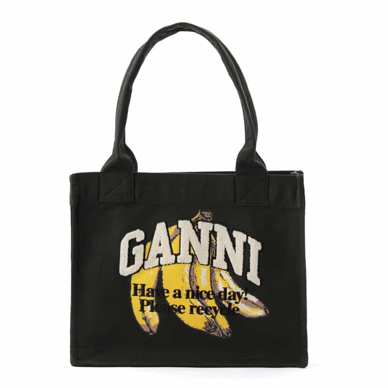 GANNI GANNI＜ガニー＞ プリントロゴトートバッグ（M） BLACK