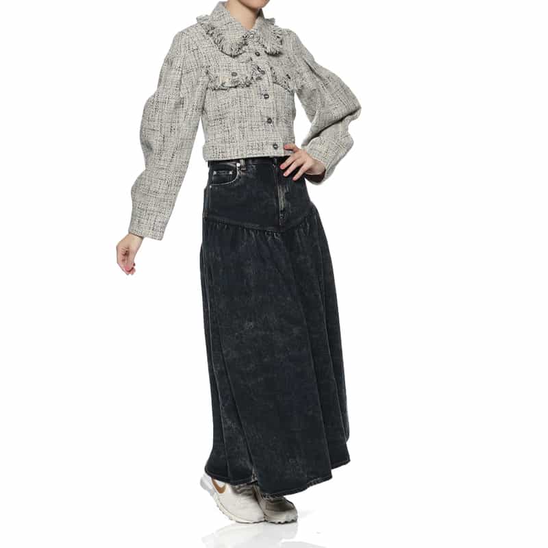 GANNI GANNI＜ガニー＞ ウォッシュ加工デニムスカート BLACK