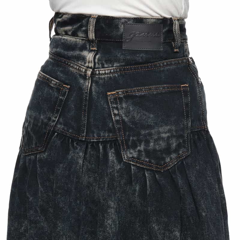 GANNI GANNI＜ガニー＞ ウォッシュ加工デニムスカート BLACK