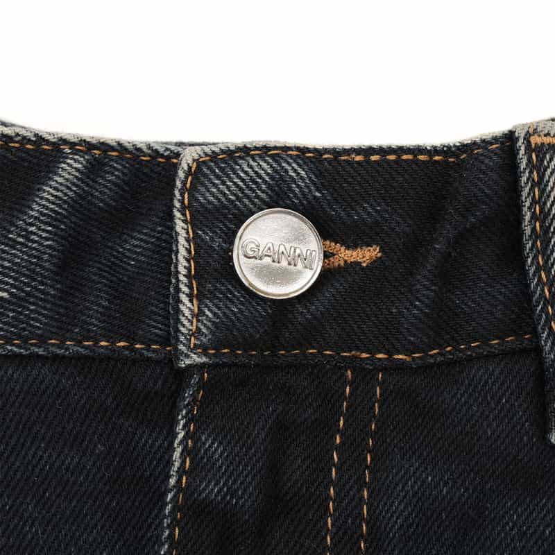GANNI GANNI＜ガニー＞ ウォッシュ加工デニムスカート BLACK