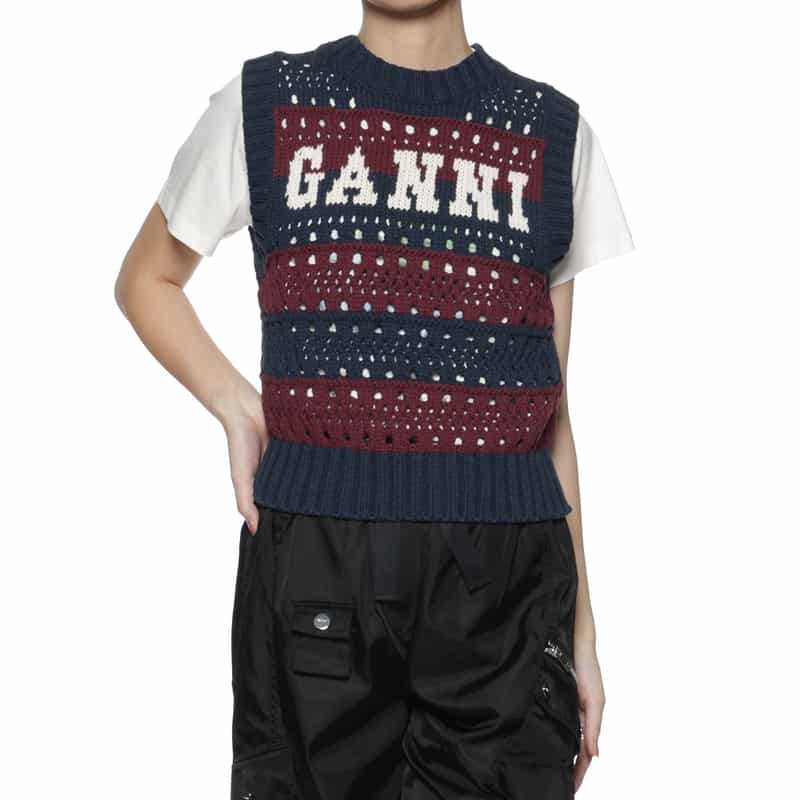 GANNI GANNI＜ガニー＞ ロゴ入りニットベスト MULTI COLOR
