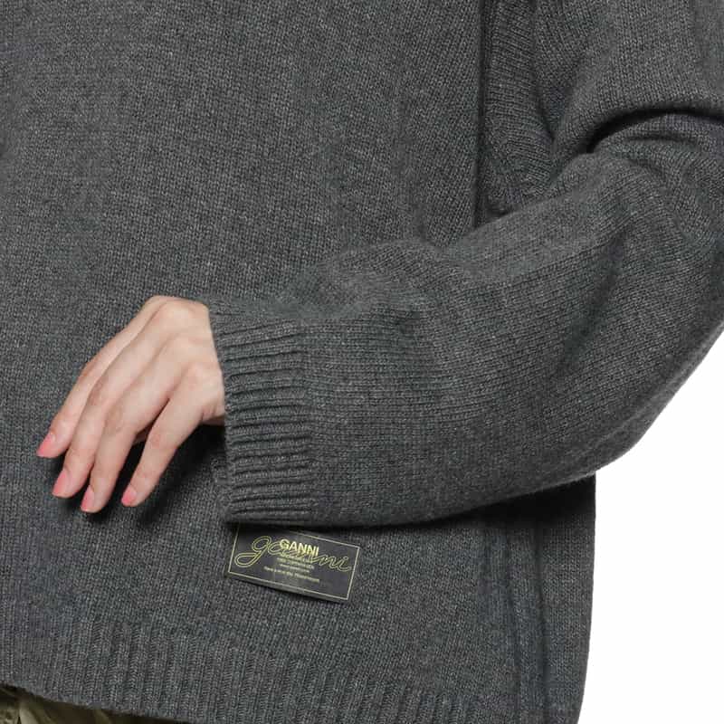 GANNI GANNI＜ガニー＞ クルーネックニットプルオーバー BLACK