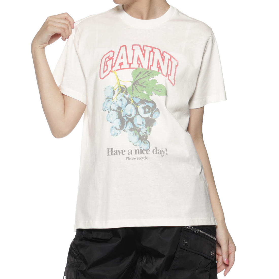 GANNI＜ガニー＞ ロゴ入りプリントTシャツ