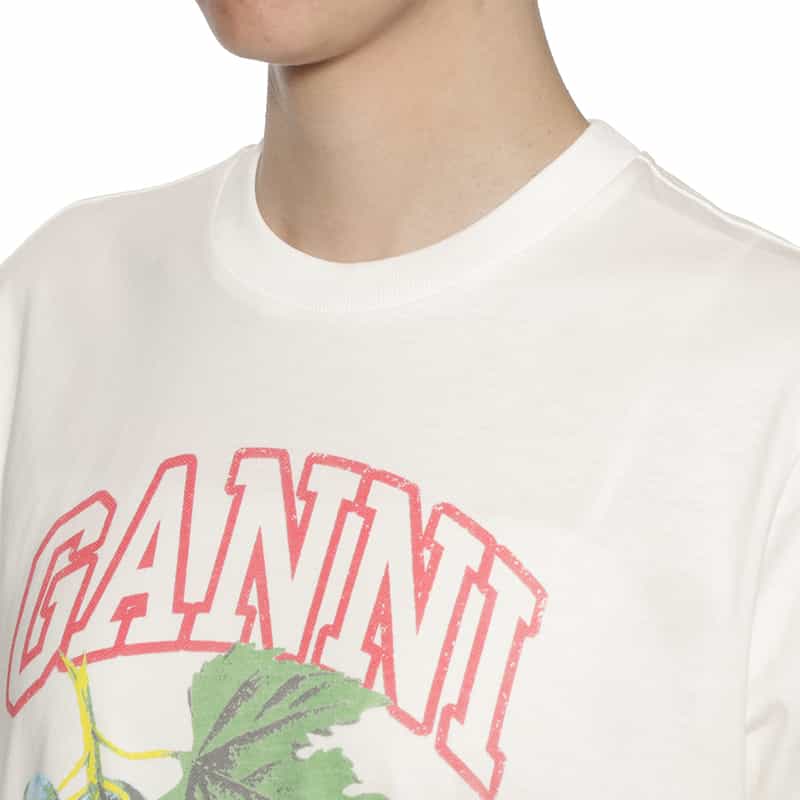 GANNI GANNI＜ガニー＞ ロゴ入りプリントTシャツ WHITE