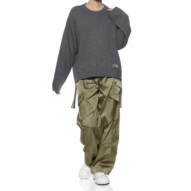 GANNI GANNI＜ガニー＞ ドローストリングワイドパンツ KHAKI