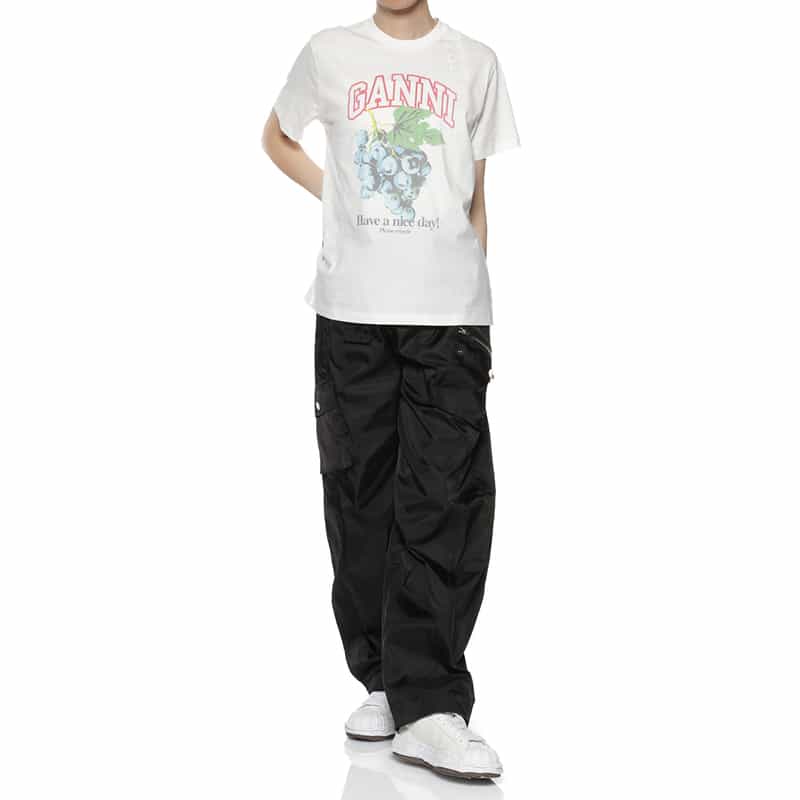 GANNI GANNI＜ガニー＞ ドローストリングワイドパンツ BLACK