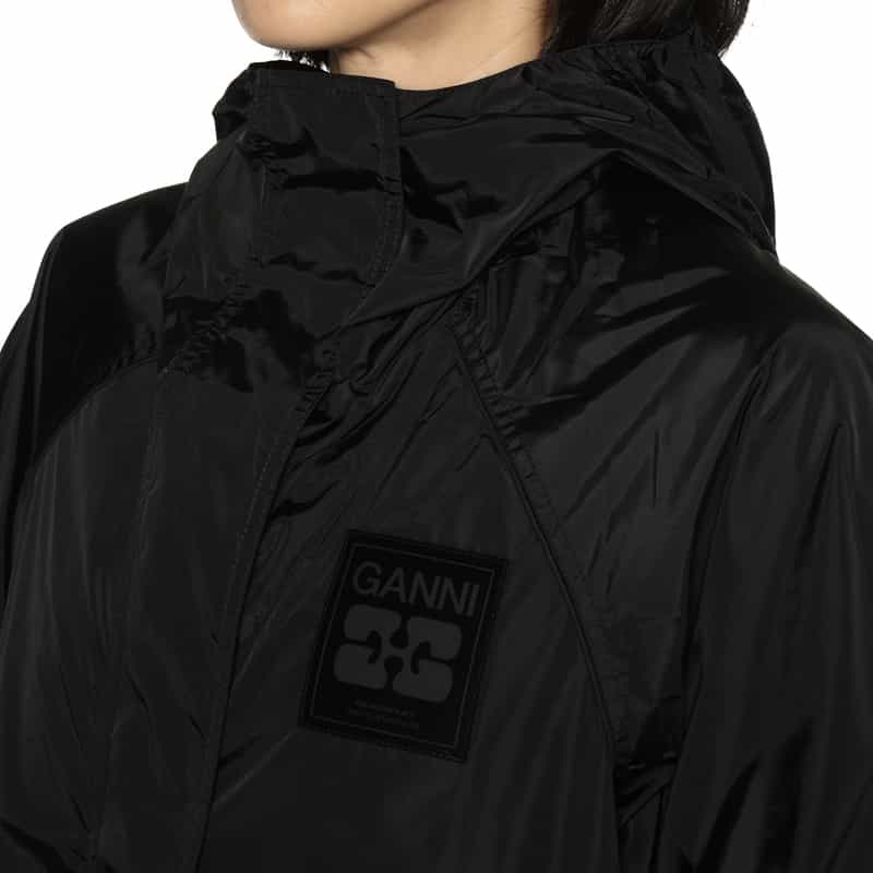 GANNI GANNI＜ガニー＞ フード付きナイロンジャケット BLACK
