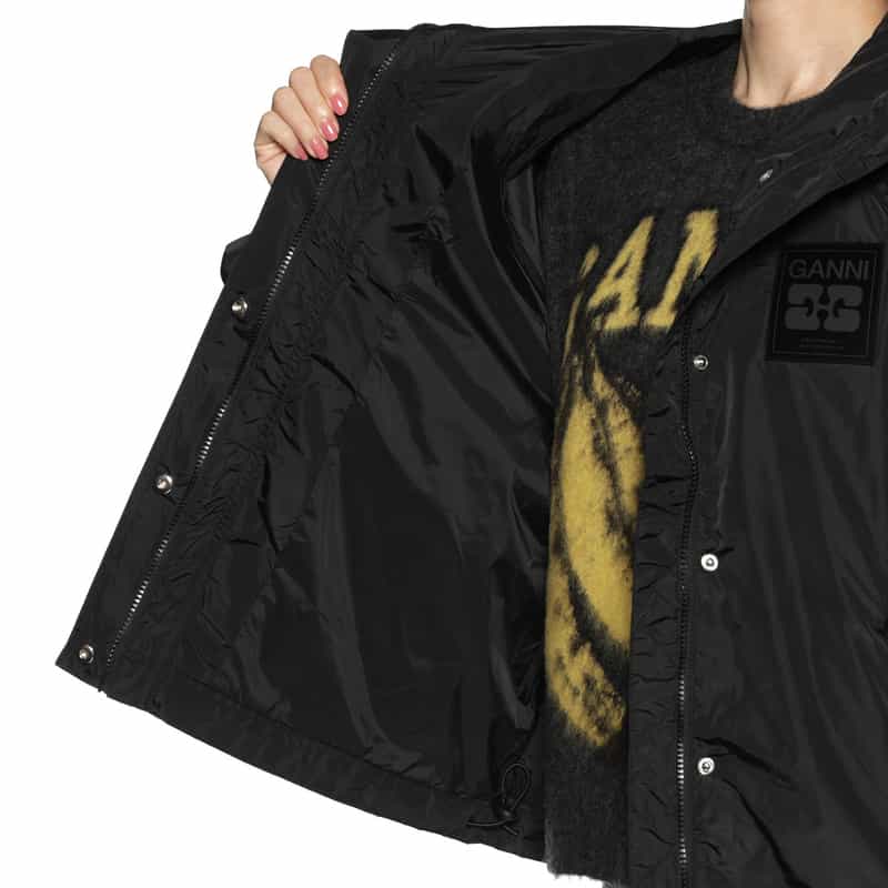 GANNI GANNI＜ガニー＞ フード付きナイロンジャケット BLACK