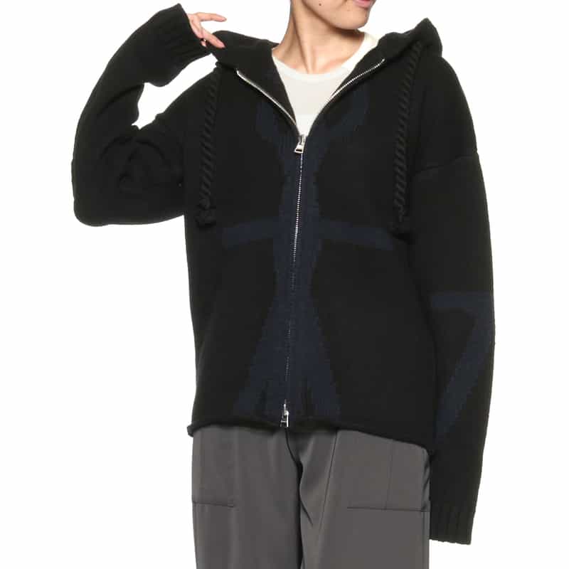JW ANDERSON JW ANDERSON＜ジェイダブリュアンダーソン＞ジップアップニットパーカー BLACK