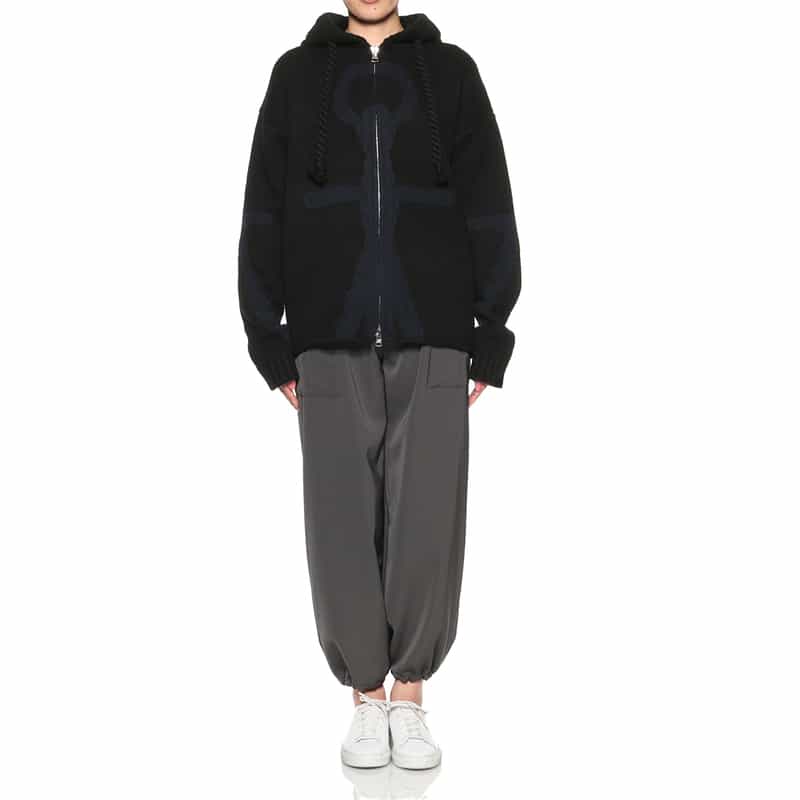 JW ANDERSON JW ANDERSON＜ジェイダブリュアンダーソン＞ジップアップニットパーカー BLACK