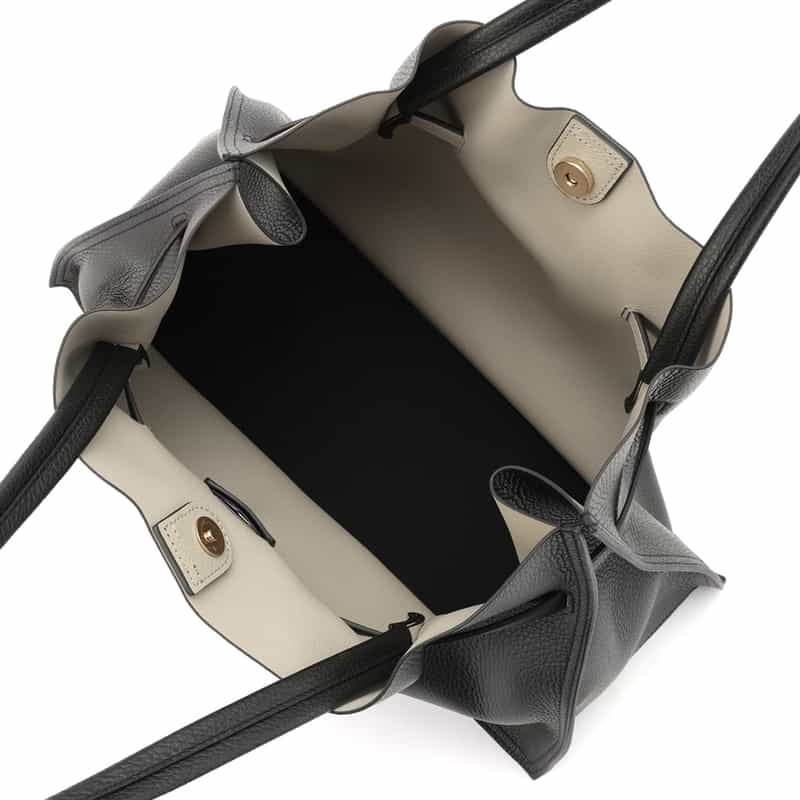 VIOLAD’ORO VIOLAD’ORO ＜ヴィオラドーロ＞ ベルト付きレザースクエアトートバッグ BLACK