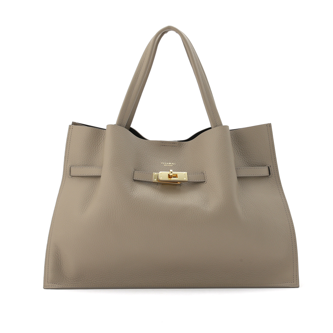 VIOLAD’ORO ＜ヴィオラドーロ＞ ベルト付きレザースクエアトートバッグ