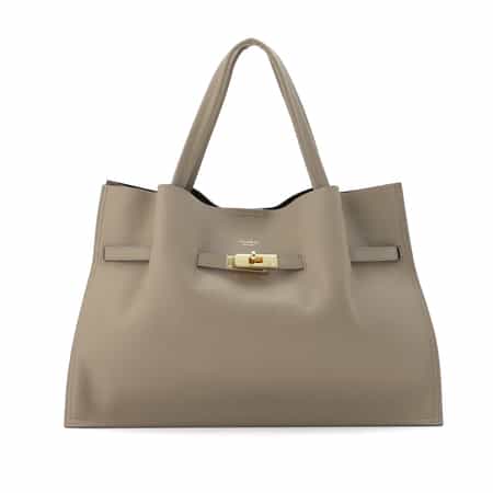 VIOLAD’ORO ＜ヴィオラドーロ＞ ベルト付きレザースクエアトートバッグ