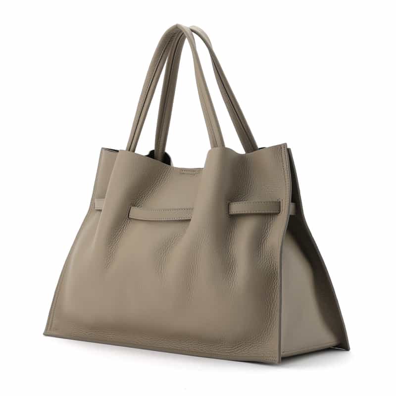 VIOLAD’ORO VIOLAD’ORO ＜ヴィオラドーロ＞ ベルト付きレザースクエアトートバッグ TAUPE