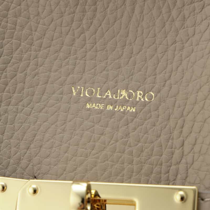 VIOLAD’ORO VIOLAD’ORO ＜ヴィオラドーロ＞ ベルト付きレザースクエアトートバッグ TAUPE