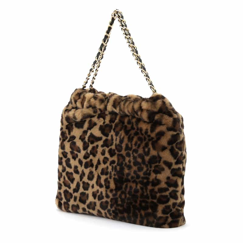 VIOLAD’ORO VIOLAD’ORO ＜ヴィオラドーロ＞ フェイクファーチェーンショルダーバッグ BROWN