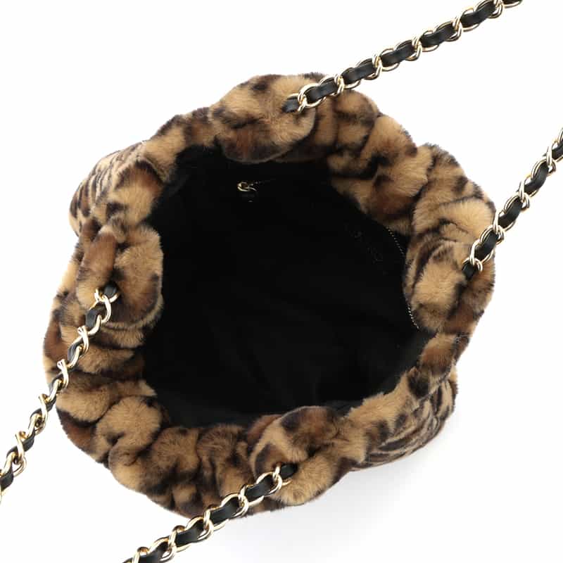 VIOLAD’ORO VIOLAD’ORO ＜ヴィオラドーロ＞ フェイクファーチェーンショルダーバッグ BROWN