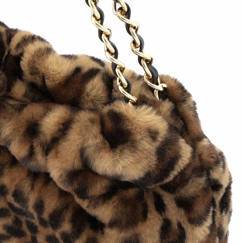 VIOLAD’ORO VIOLAD’ORO ＜ヴィオラドーロ＞ フェイクファーチェーンショルダーバッグ BROWN