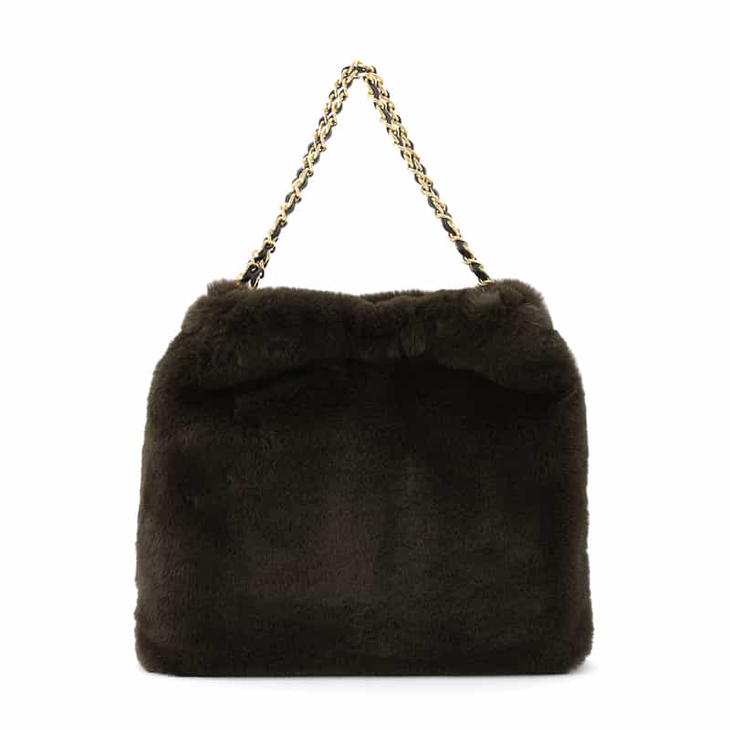 VIOLAD’ORO VIOLAD’ORO ＜ヴィオラドーロ＞ フェイクファーチェーンショルダーバッグ DARK BROWN