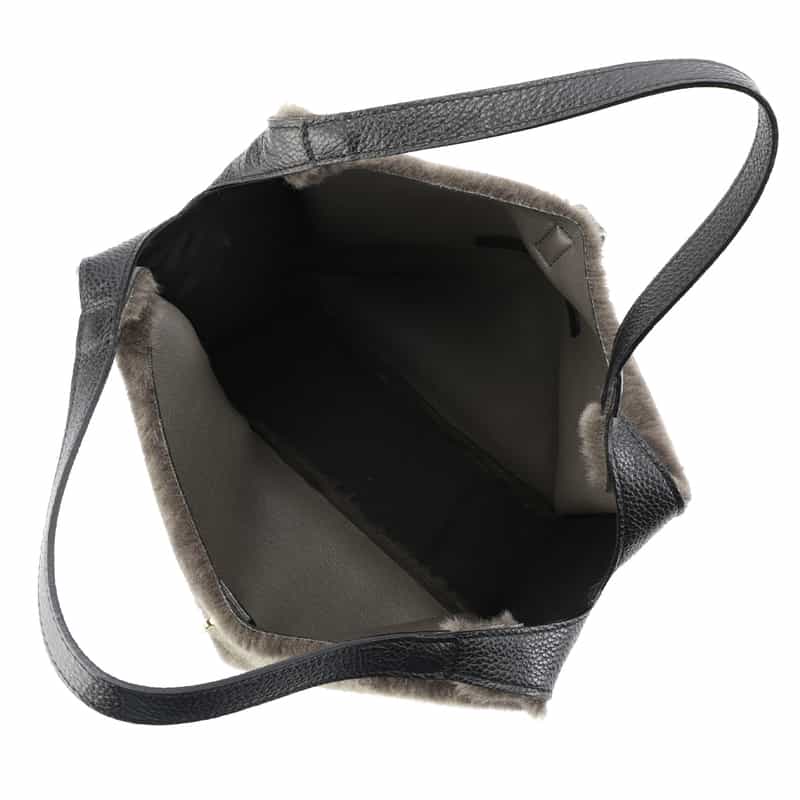 VIOLAD’ORO VIOLAD’ORO ＜ヴィオラドーロ＞ フェイクムートンコンビネーション ショルダーバッグ DARK GRAY