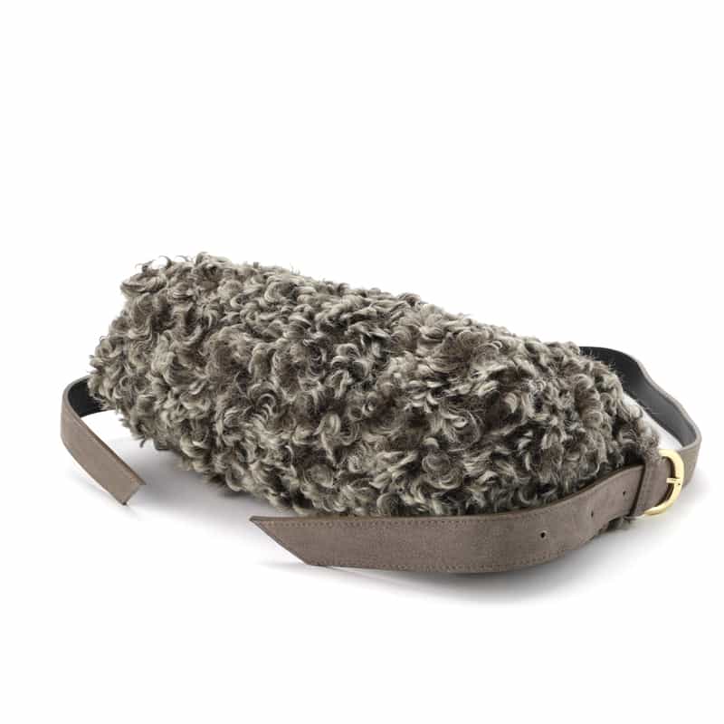 VIOLAD’ORO VIOLAD’ORO ＜ヴィオラドーロ＞ フェイクファー付きショルダーバッグ DARK BROWN