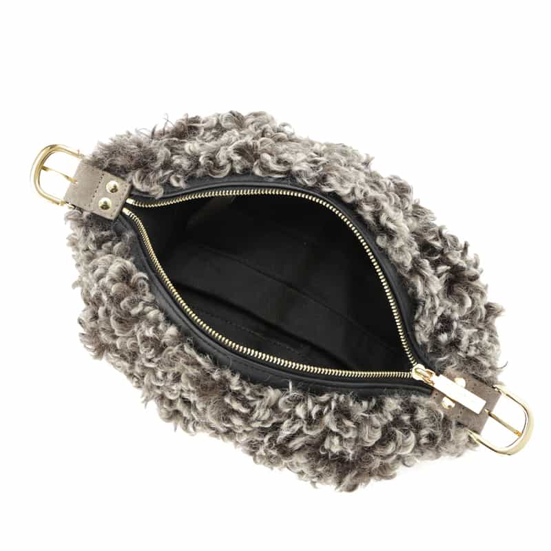 VIOLAD’ORO VIOLAD’ORO ＜ヴィオラドーロ＞ フェイクファー付きショルダーバッグ DARK BROWN