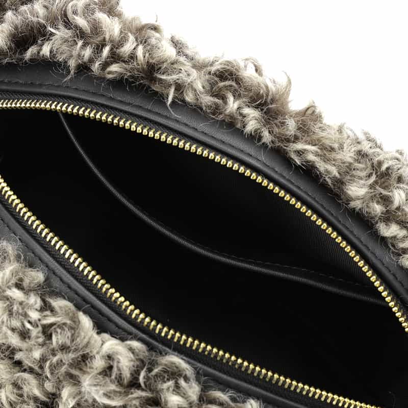 VIOLAD’ORO VIOLAD’ORO ＜ヴィオラドーロ＞ フェイクファー付きショルダーバッグ DARK BROWN