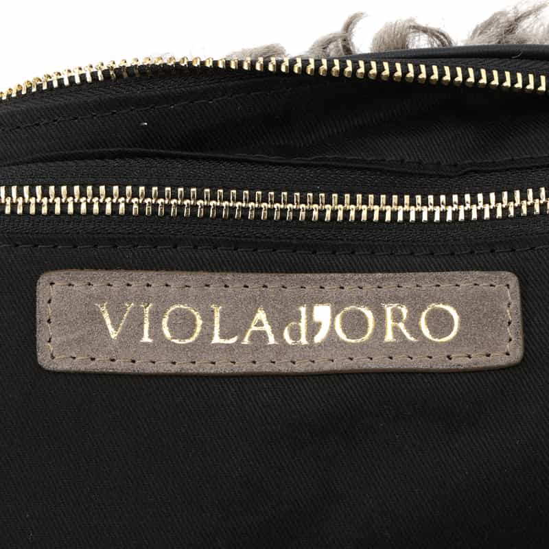 VIOLAD’ORO VIOLAD’ORO ＜ヴィオラドーロ＞ フェイクファー付きショルダーバッグ DARK BROWN