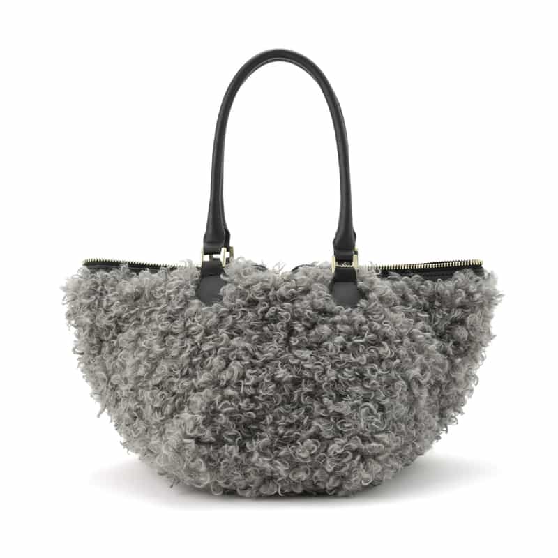 VIOLAD’ORO VIOLAD’ORO ＜ヴィオラドーロ＞ フェイクファー付き2WAYトートバッグ GRAY