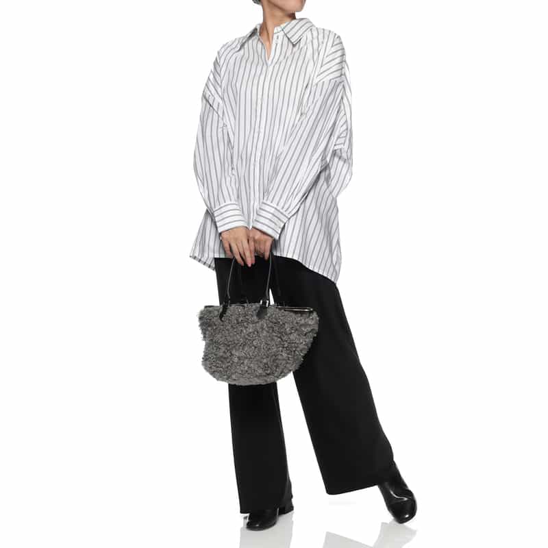 VIOLAD’ORO VIOLAD’ORO ＜ヴィオラドーロ＞ フェイクファー付き2WAYトートバッグ GRAY