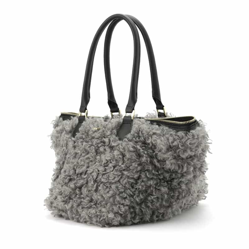 VIOLAD’ORO VIOLAD’ORO ＜ヴィオラドーロ＞ フェイクファー付き2WAYトートバッグ GRAY