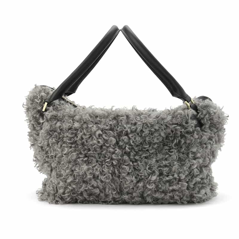 VIOLAD’ORO VIOLAD’ORO ＜ヴィオラドーロ＞ フェイクファー付き2WAYトートバッグ GRAY